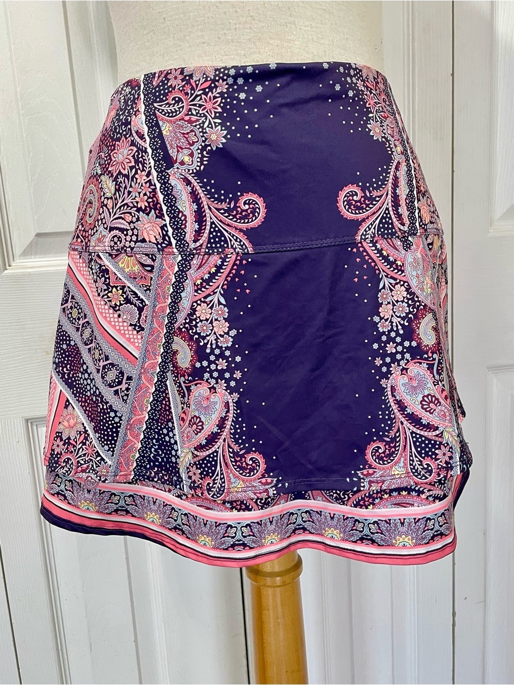Lucky in Love Navy and Pink Floral Paisley mini Skirt Skort